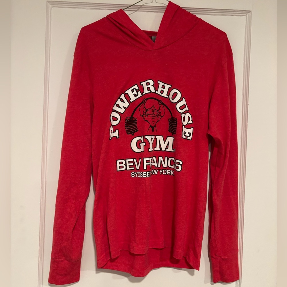Powerhouse Gym Bev Francis NY Red Hoodie lightweight Small